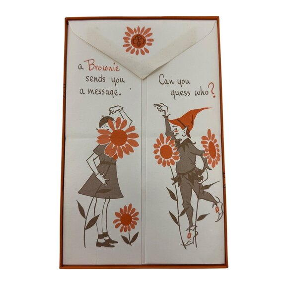 Vintage Brownie Girl Scout Notes Stationery Set 24 Sheets Envelopes 1970s - Picture 1 of 6